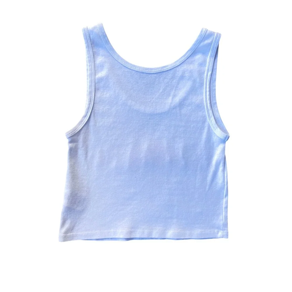 O'Neill Womens Tank Top Small Blue Shell Graphic Crop Sleeveless Surf
